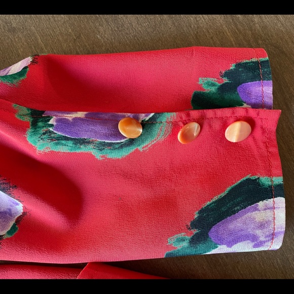 UNGARO PARELLELE PARIS Rose Red Tulip Floral Print Unstructured Blazer, Size 4 - Picture 10 of 11